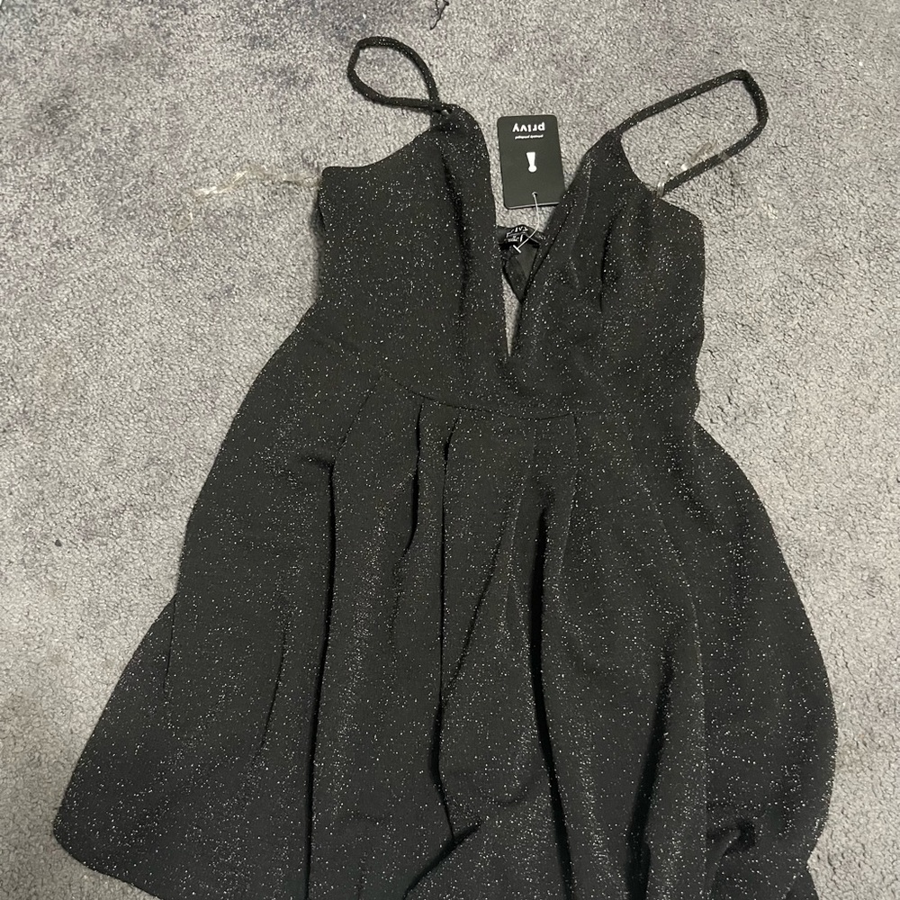 Privy Glittering Black Mini Dress